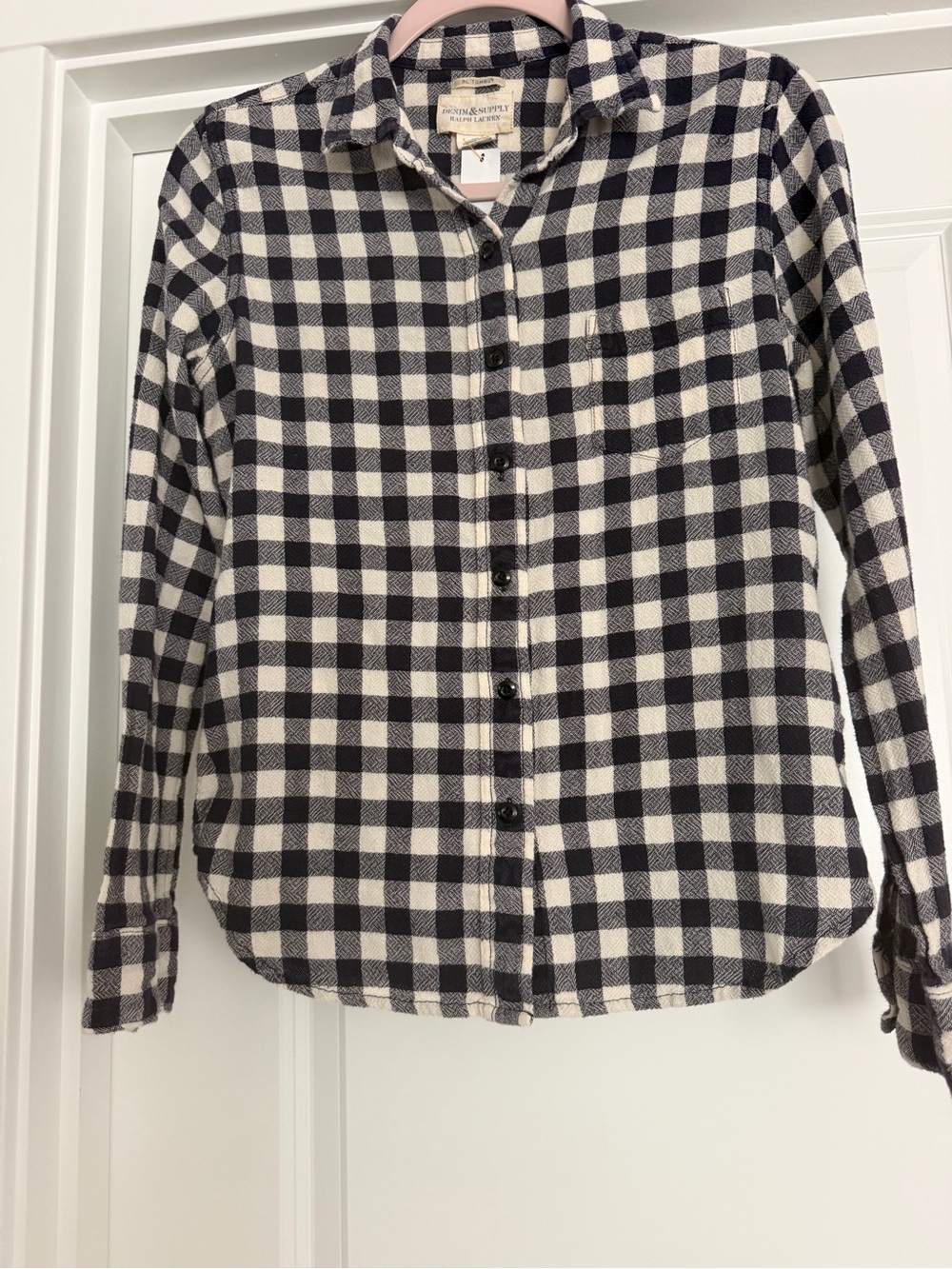Ralph Lauren Black and White Plaid Button-Front Top